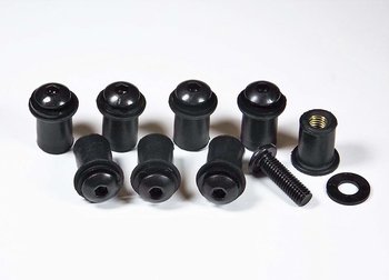 Kåpglasskruv sats med "gummimutter"
