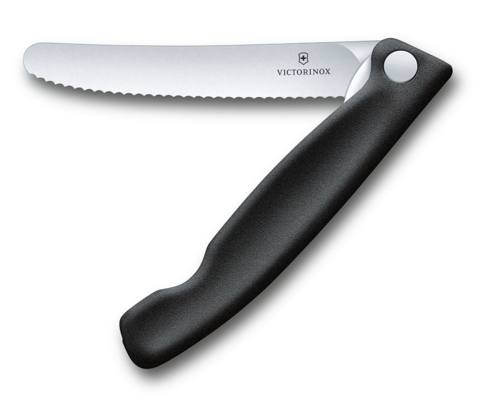 Foldable Paring Knife 11 cm tandad, svart