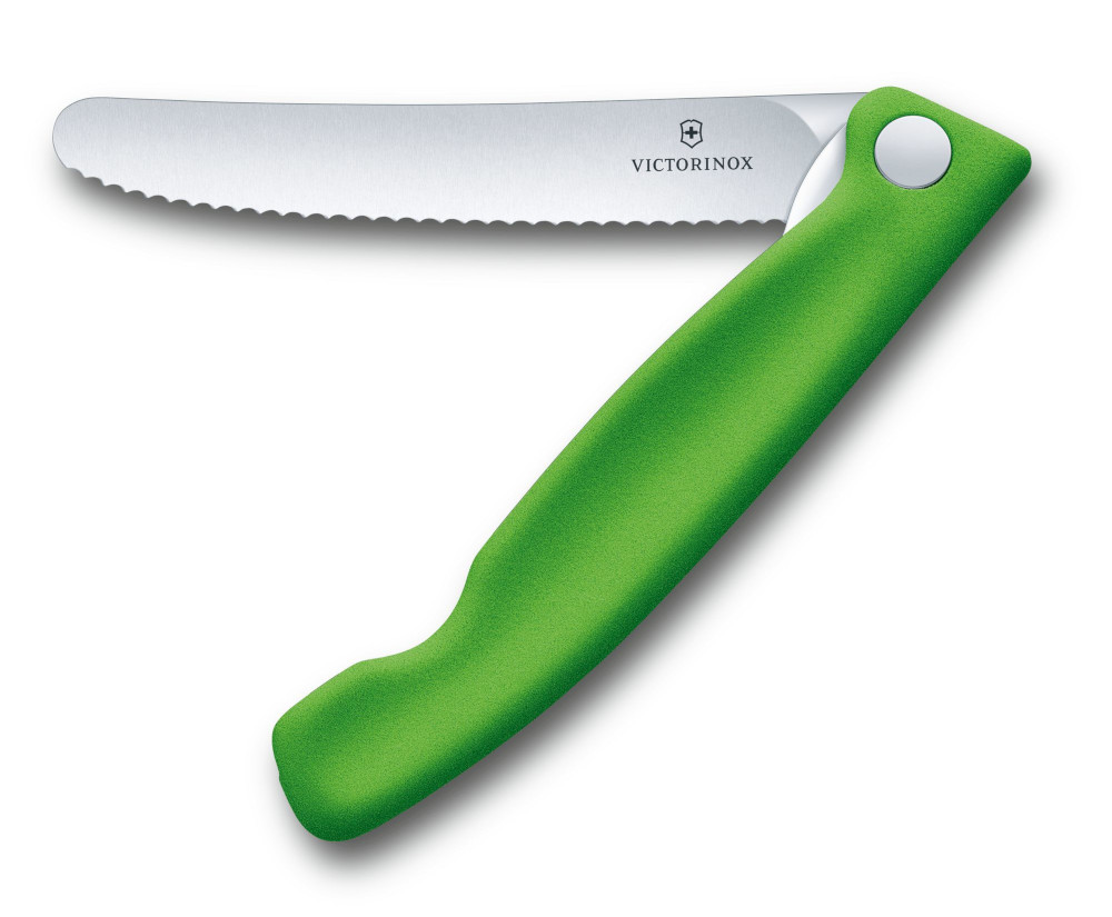 Foldable Paring Knife 11 cm tandad, grön
