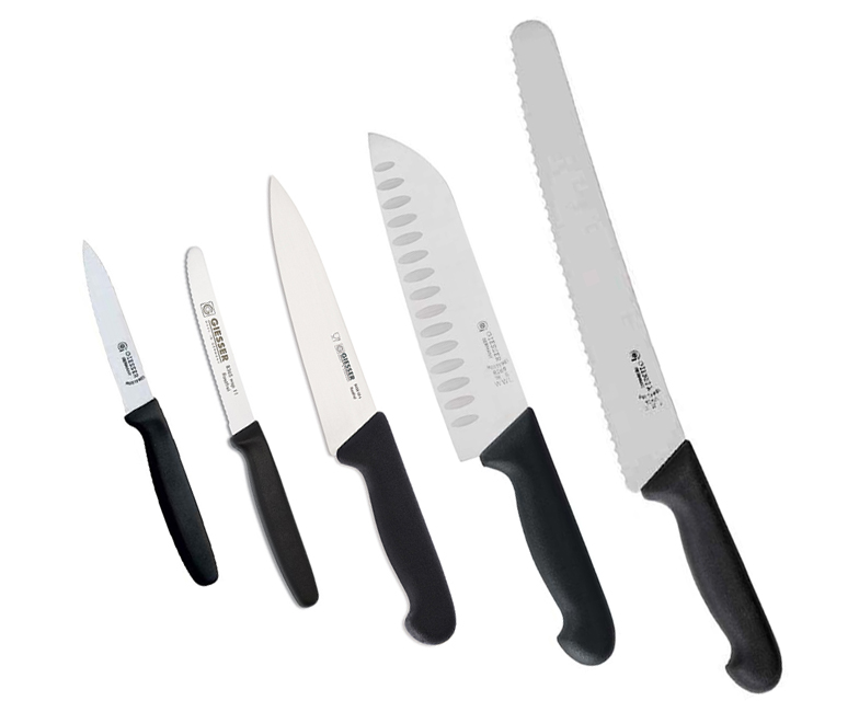 Giesser knivset, 5 knivar svart