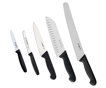 Giesser knivset, 5 knivar svart