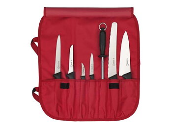 Knivfodral för 7 knivar, röd