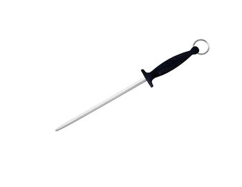 Skärpstål 25cm grovt, runt, svart 