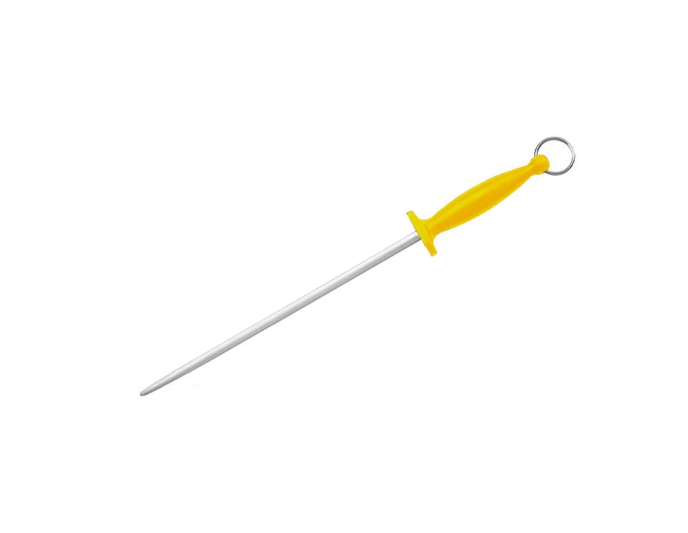 Skärpstål 31 cm grovt, runt, gul