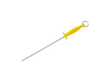 Skärpstål 31 cm grovt, runt, gul