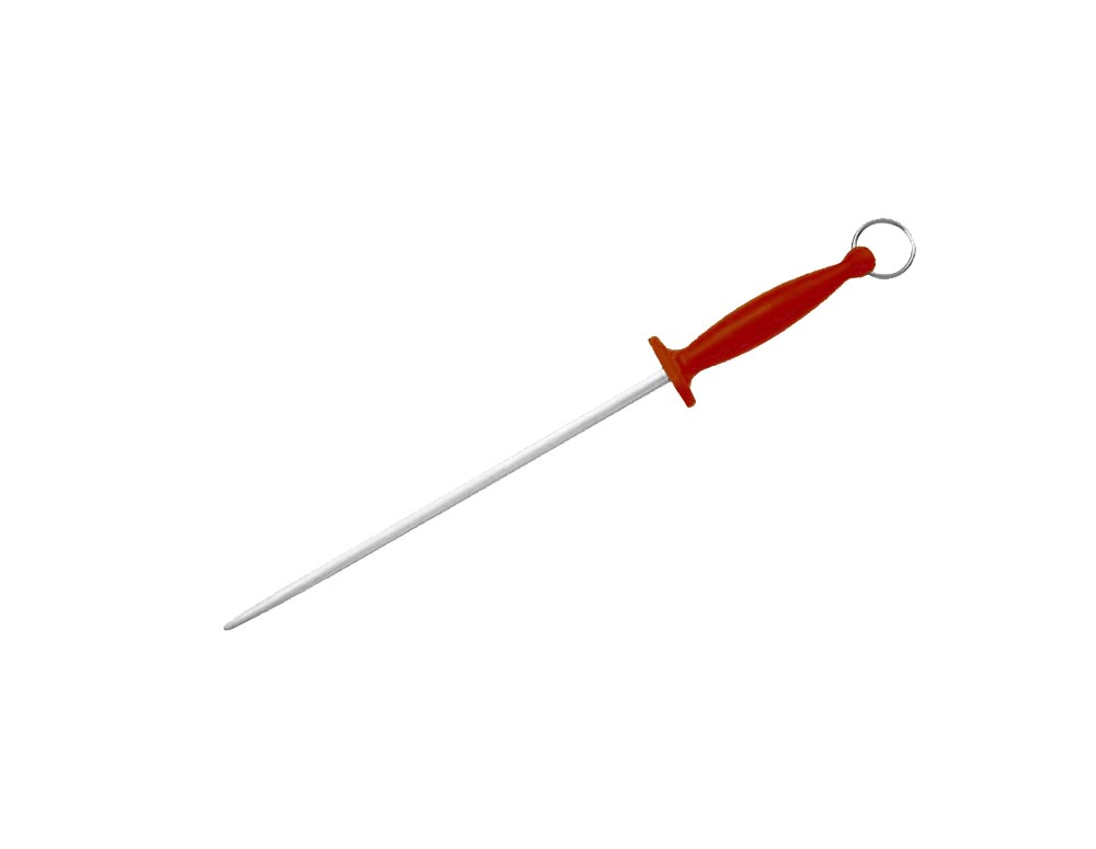 Skärpstål 31 cm grovt, runt, röd