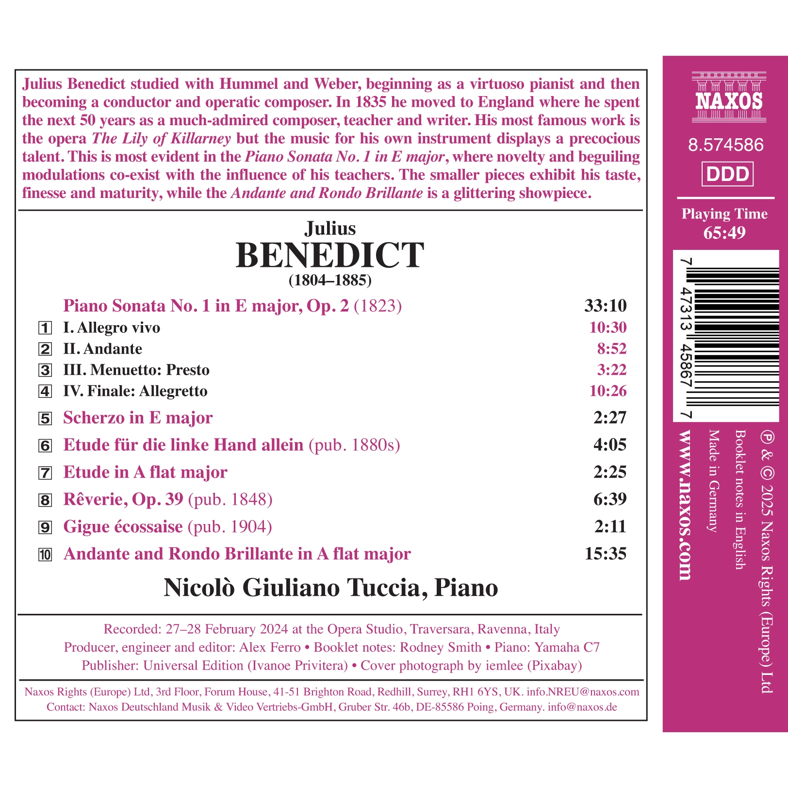 Benedict: Piano Works