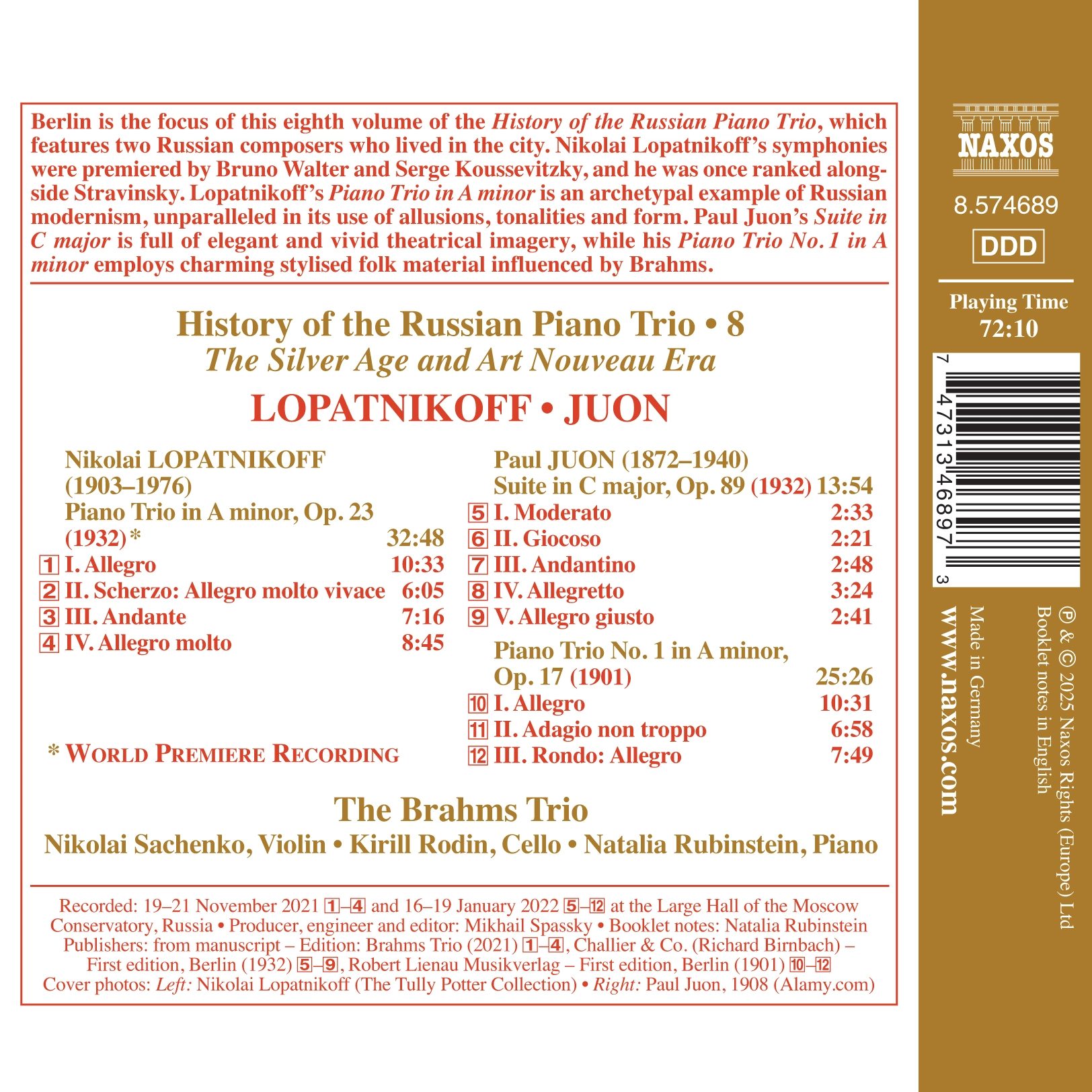 History of the Russian Piano Trio, Vol. 8