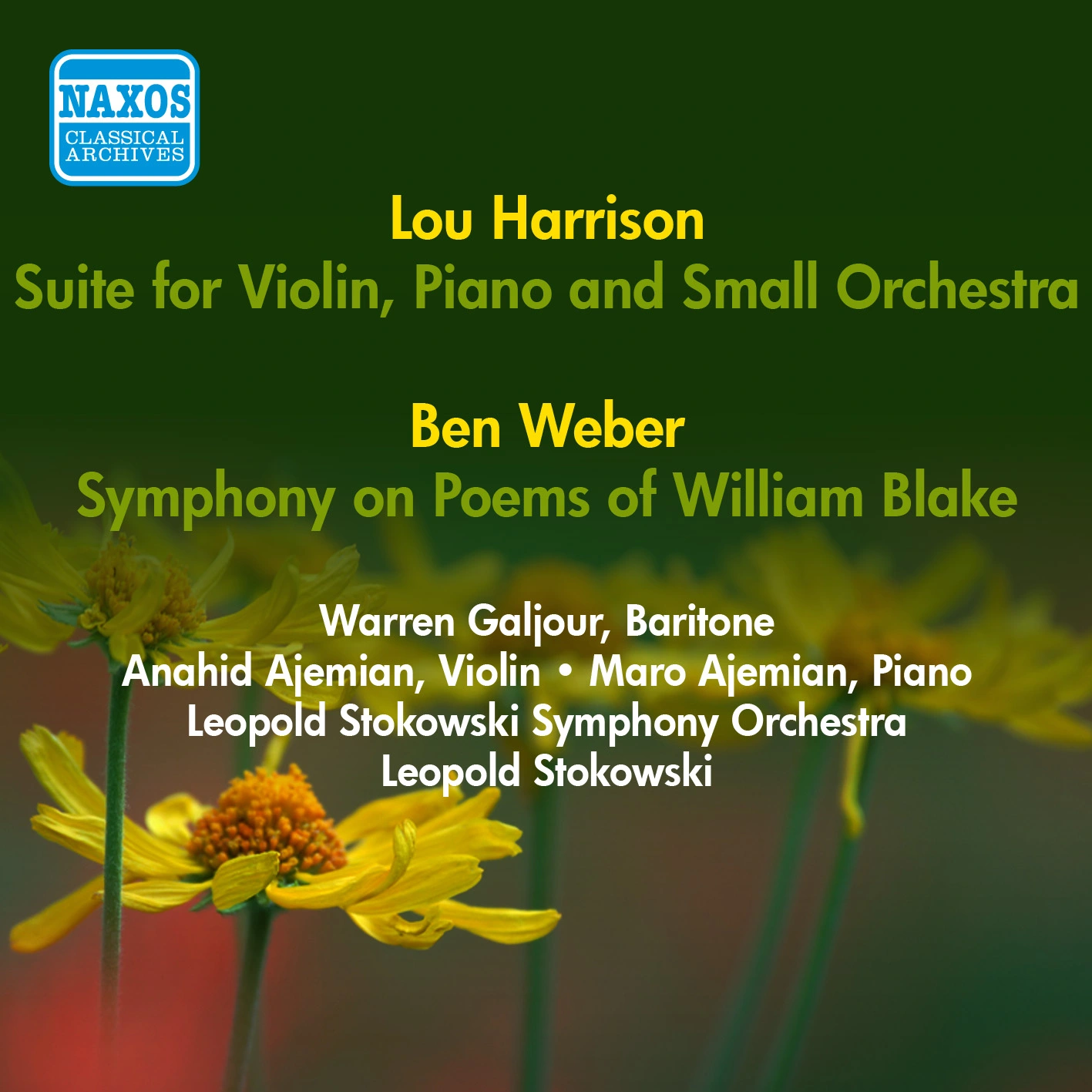 Harrison, L.: Suite for Violin, Piano and Small Orchestra / Weber, B.: Symphony On Poems of William Blake (Stokowski) (1952)