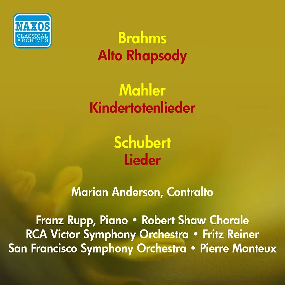 Vocal Recital: Anderson, Marian - Brahms, J. / Mahler, G. / Schubert, F. (1951)