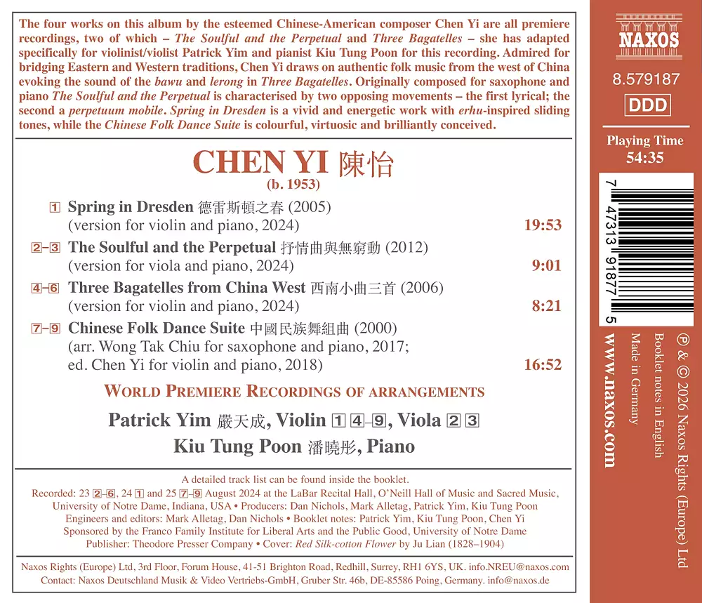 Chen Yi: Works for Violin, Viola & Piano