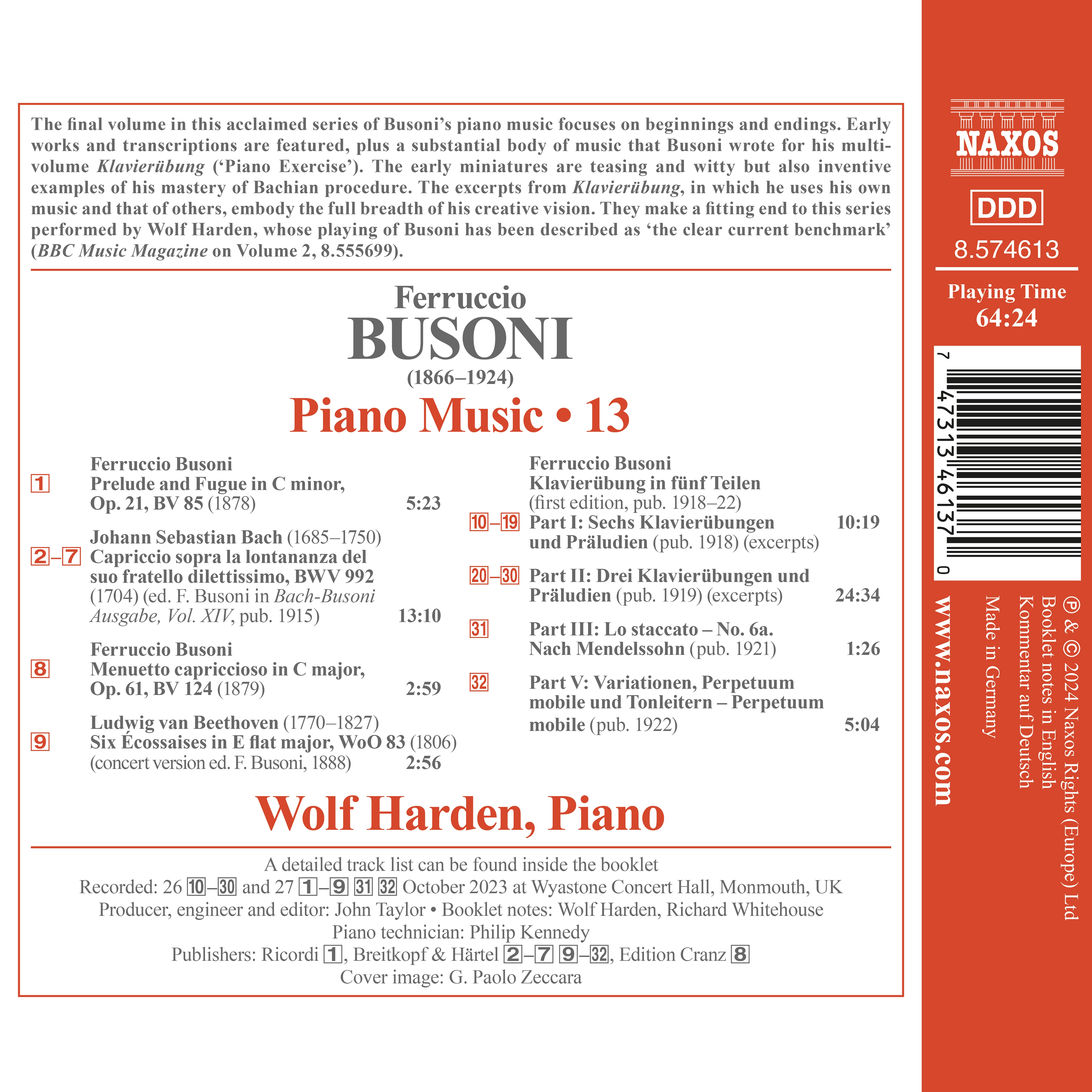 Busoni: Piano Music, Vol. 13