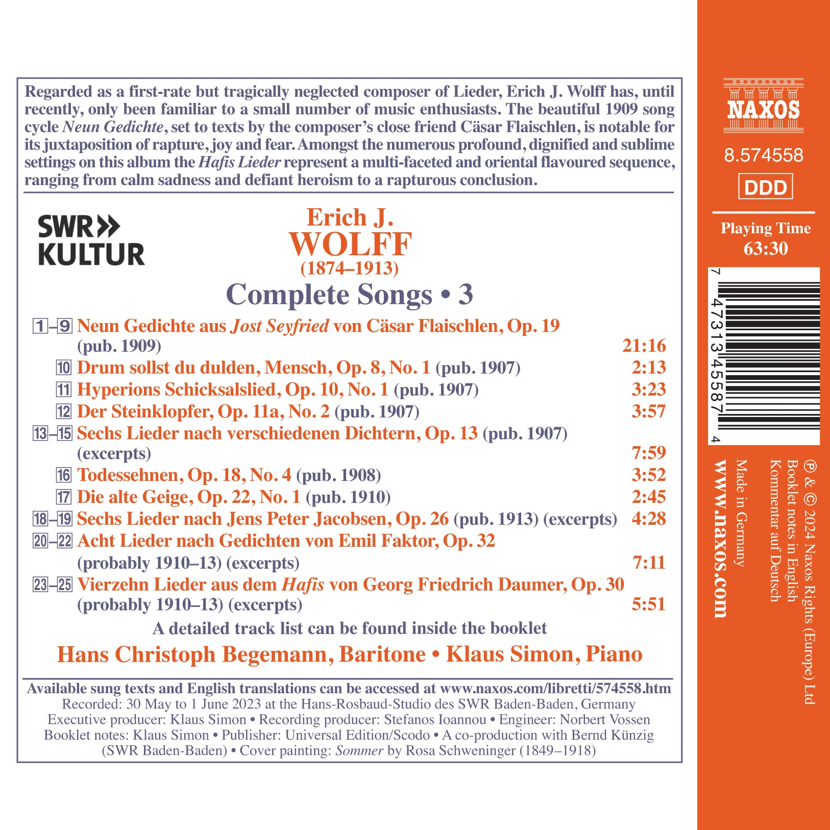Wolff: Complete Songs, Vol. 3