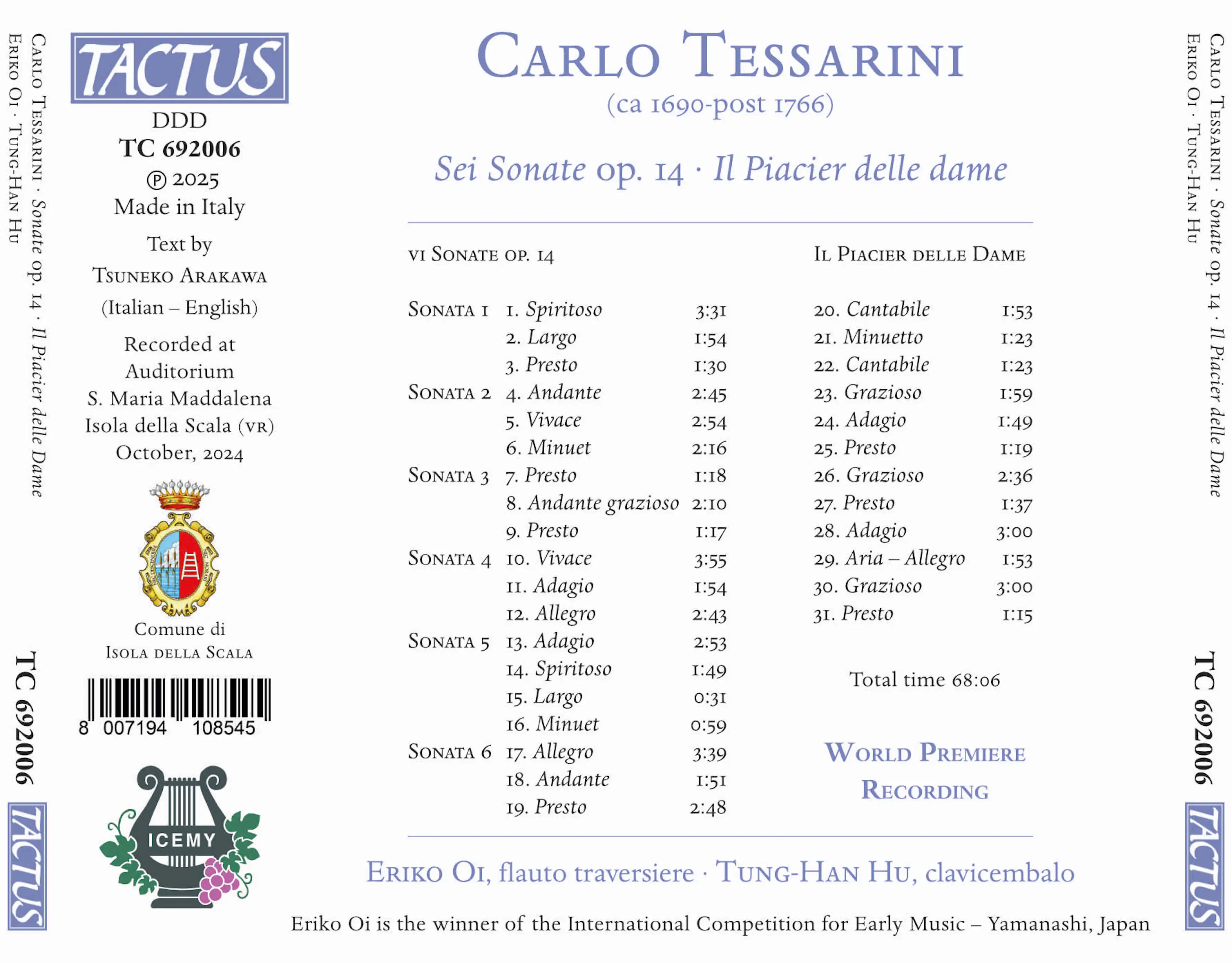 Tessarini: Sei Sonate op. 14 · Il Piacier delle dame
