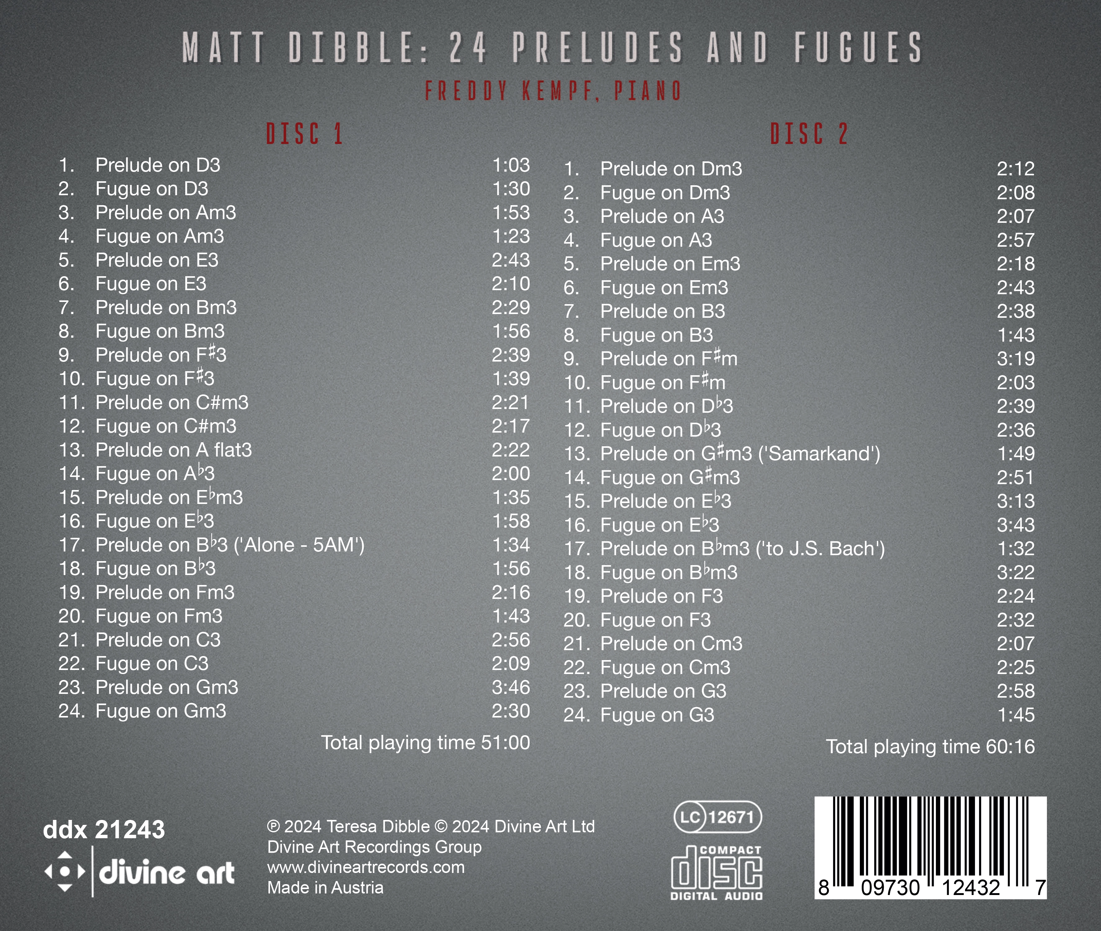 Matthew Dibble: 24 Preludes and Fugues