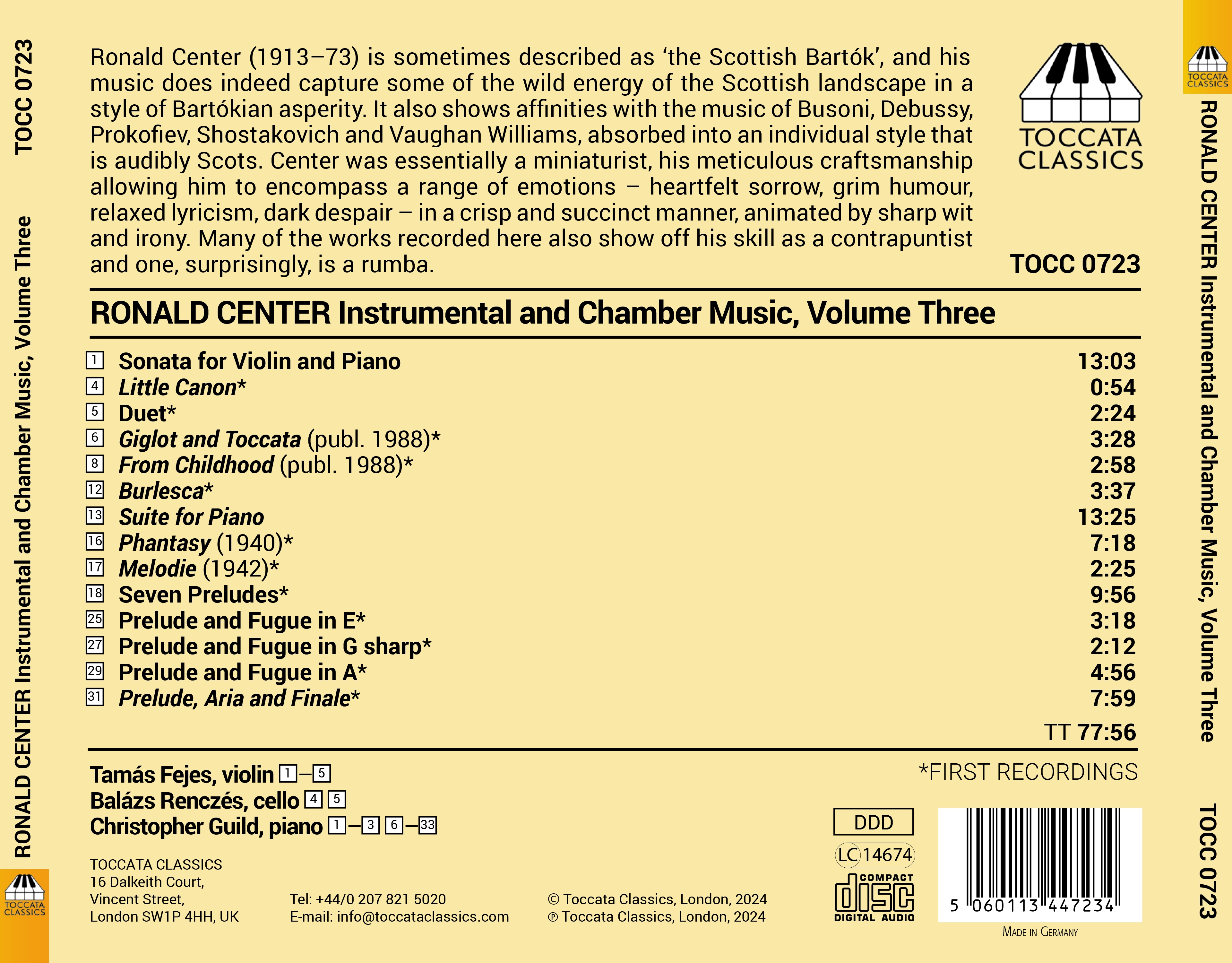 Ronald Center: Instrumental and Chamber Music, Vol. 3