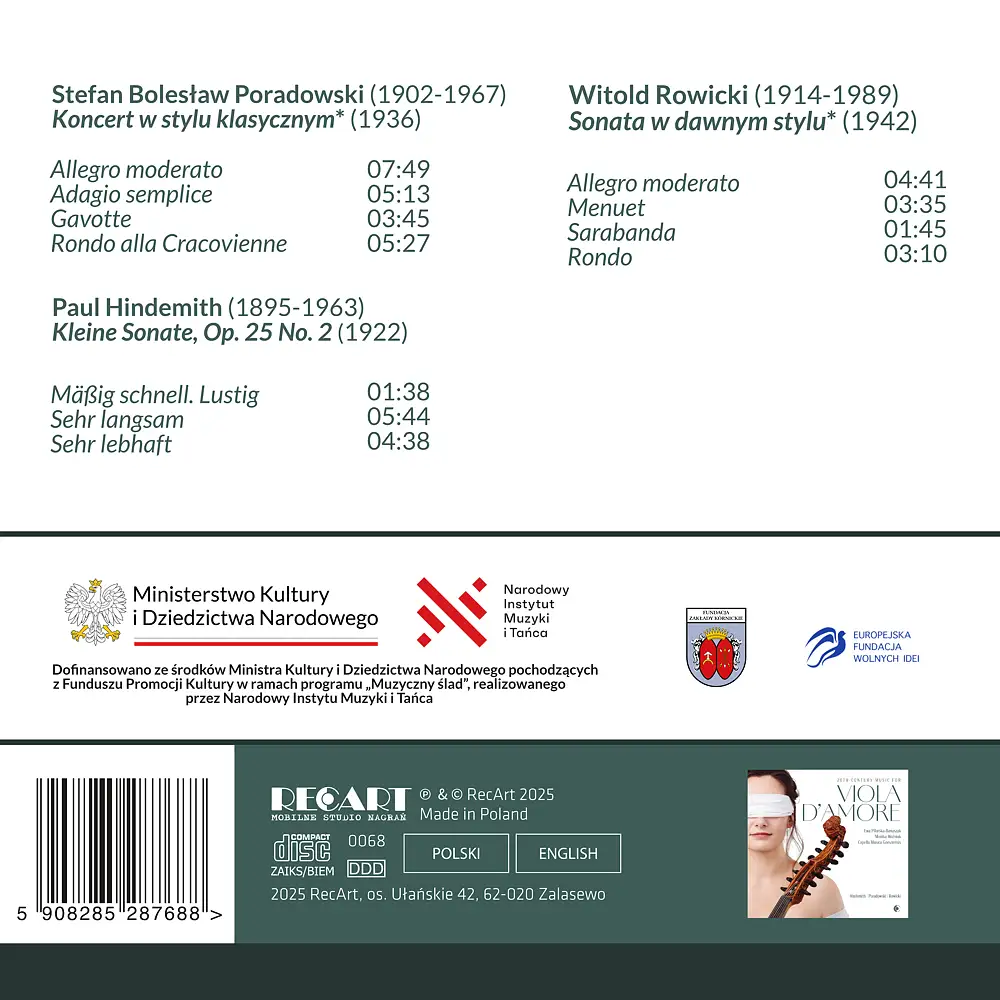 20th Century Music for Viola d'Amore