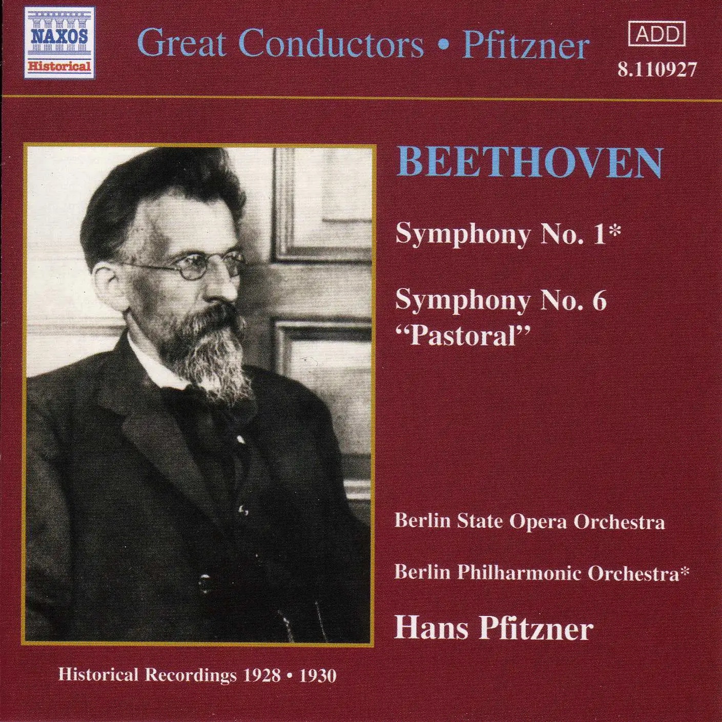 Beethoven: Symphonies Nos. 1 and 6 (Pfitzner) (1928-1930)