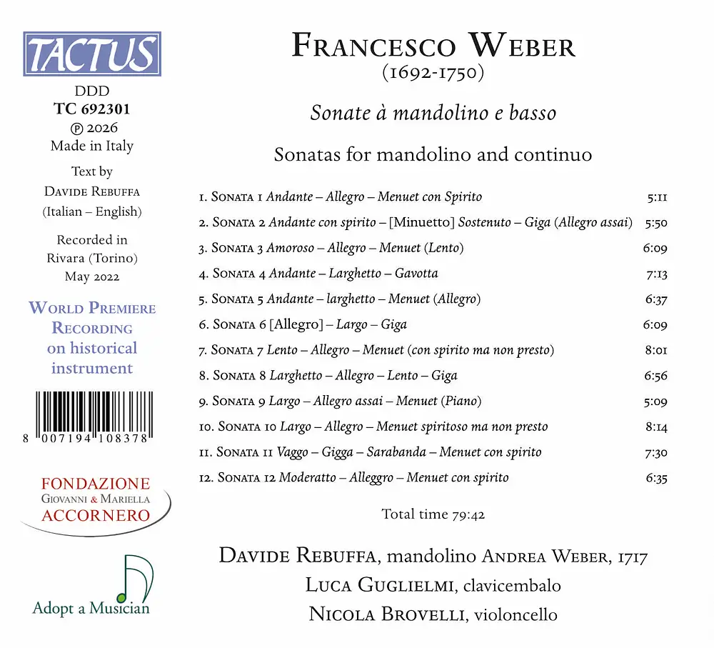 Weber: Sonate à mandolino e basso