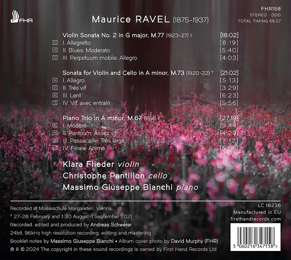 RAVEL: Violin Sonata No. 2 in G major, Sonata for Violin and Cello in A minor, Piano Trio in A minor