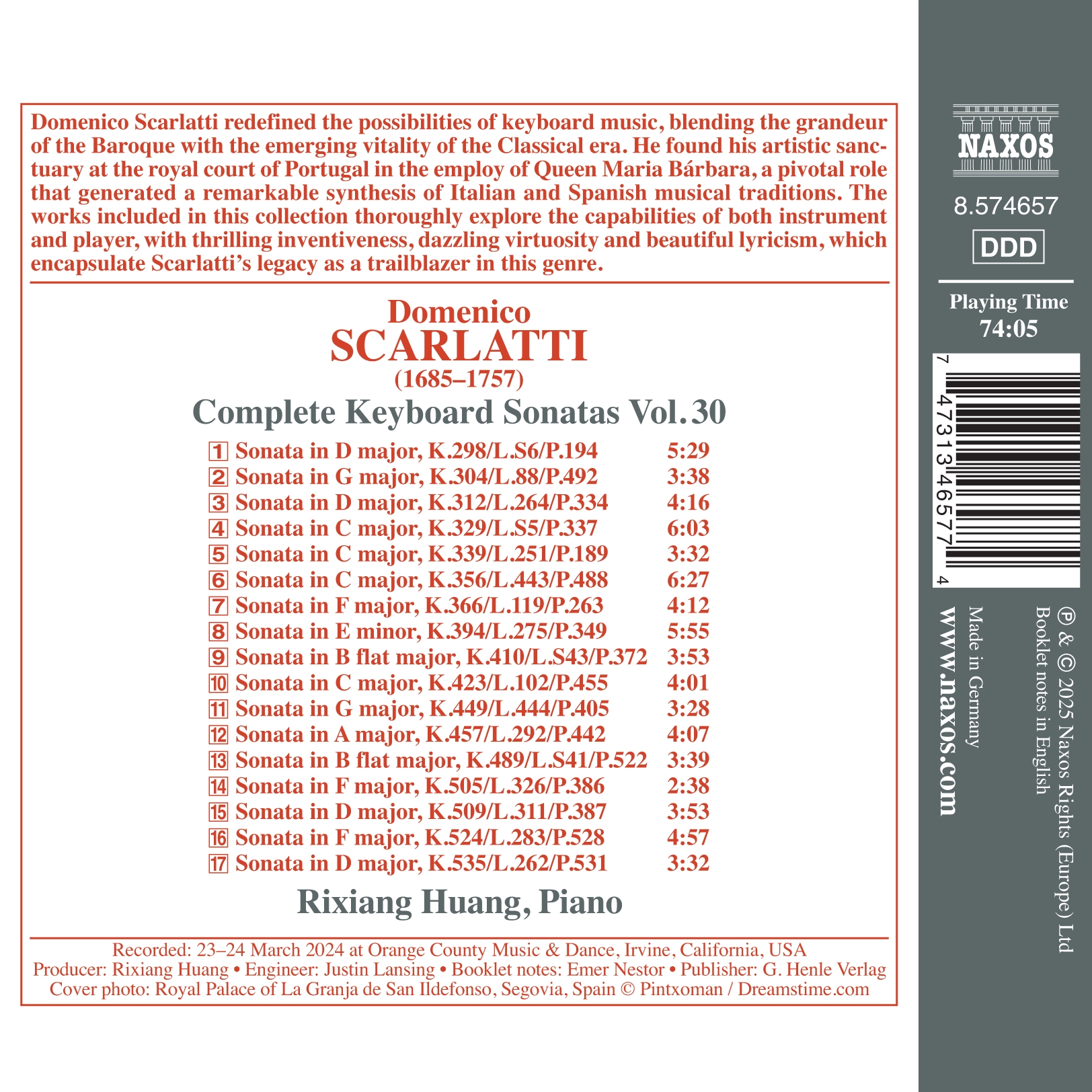 D. Scarlatti: Complete Keyboard Sonatas, Vol. 30