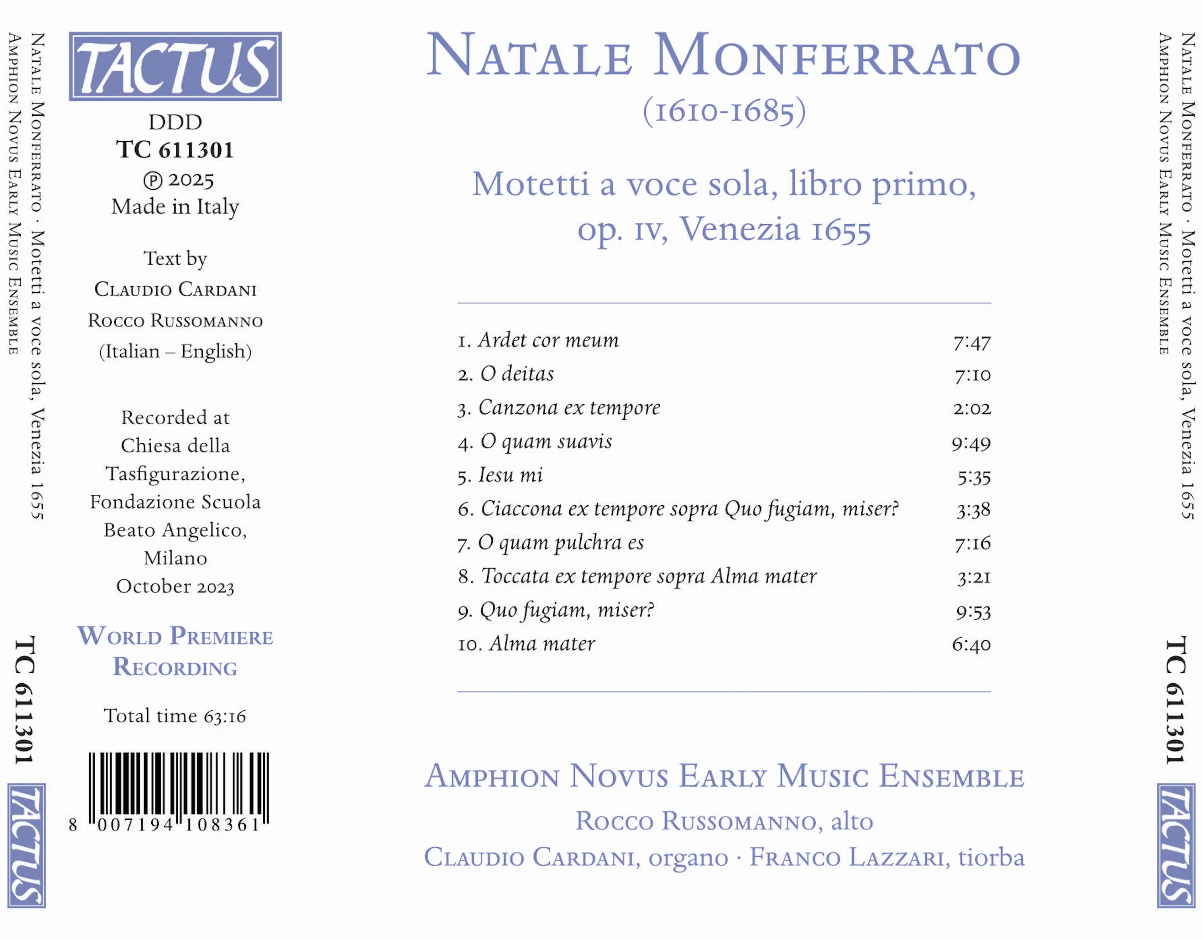 Monferrato: Motetti a voce sola, libro primo, op. iv, Venezia 1655