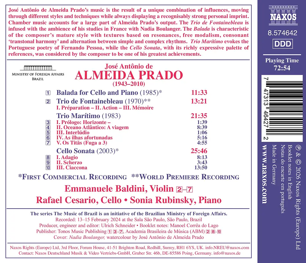 Almeida Prado: Piano Trios, Cello Sonata & Balada