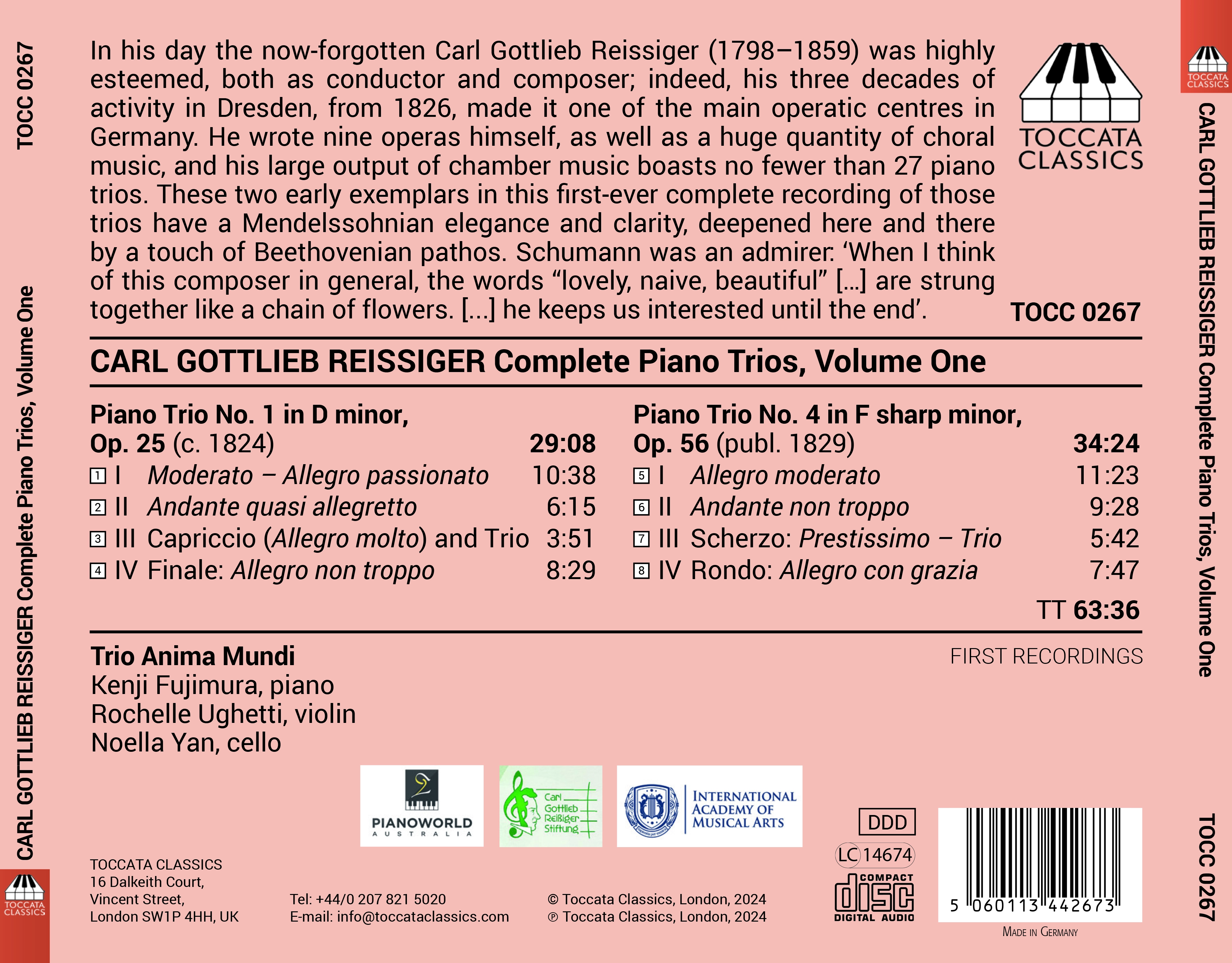 Carl Gottlieb Reissiger: Complete Piano Trios, Vol. 1