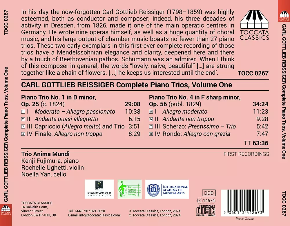 Carl Gottlieb Reissiger: Complete Piano Trios, Vol. 1