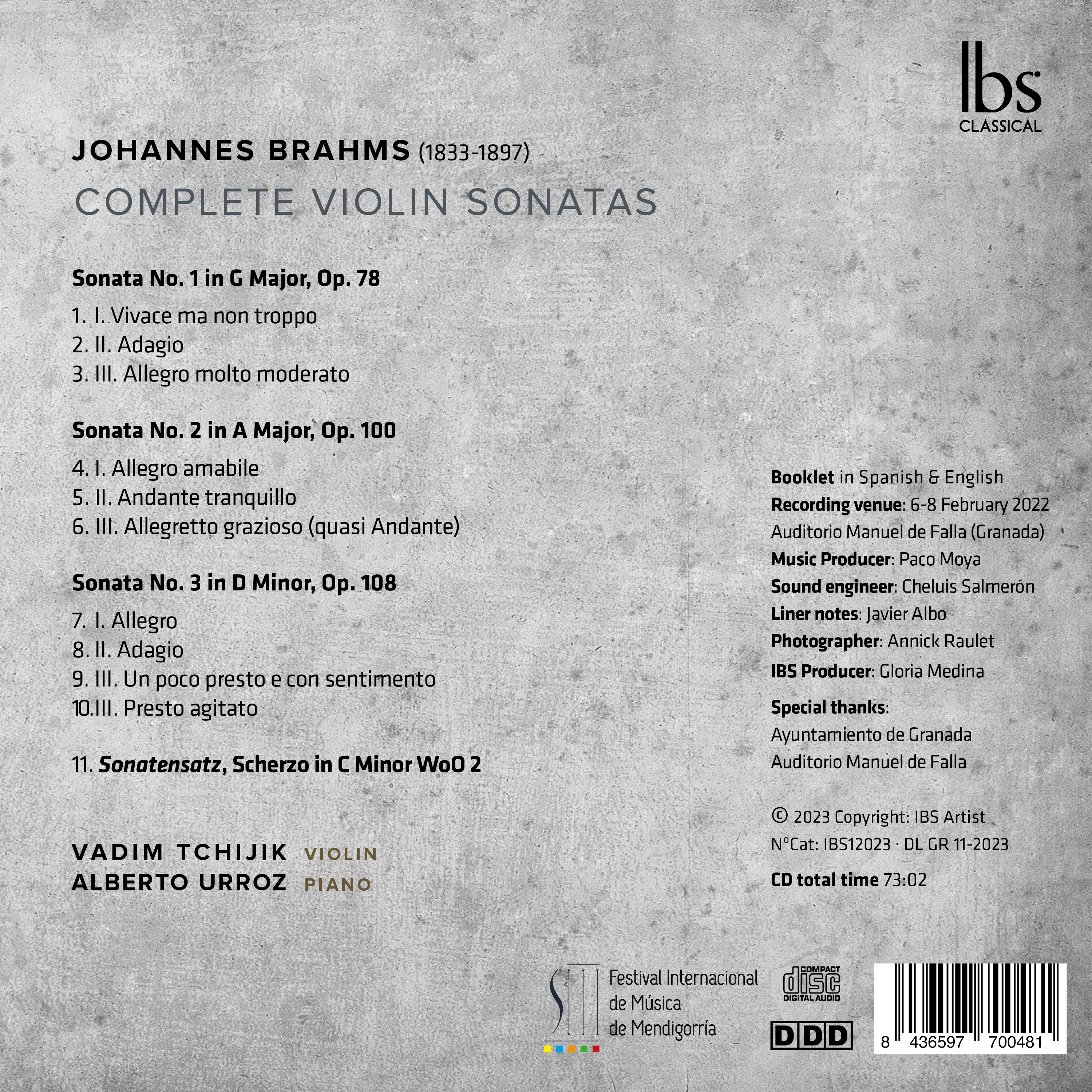 BRAHMS Complete Violin Sonatas