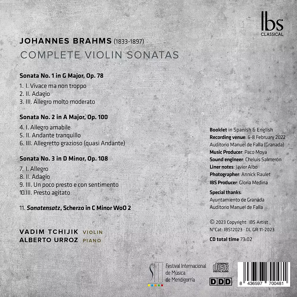 BRAHMS Complete Violin Sonatas