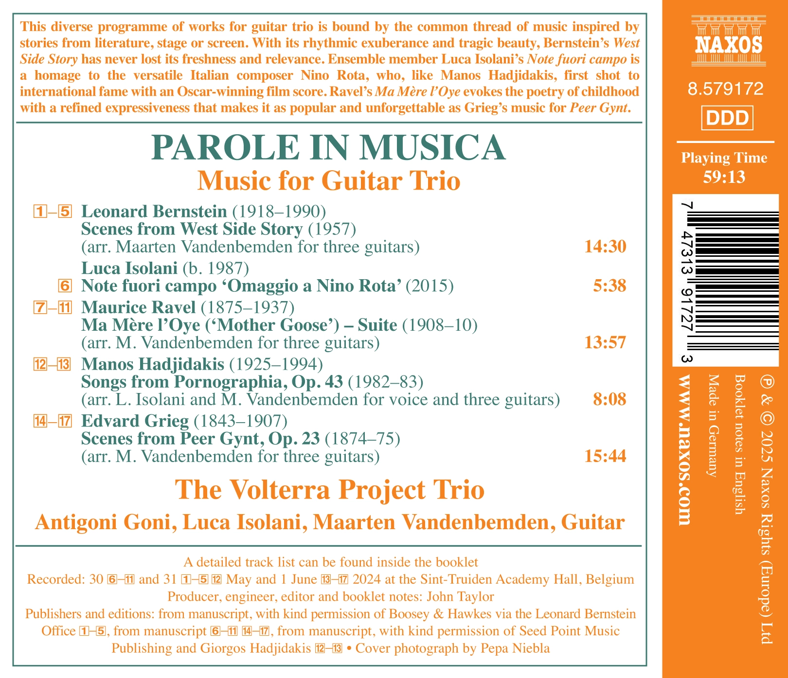 Parole in Musica: Music for Guitar Trio