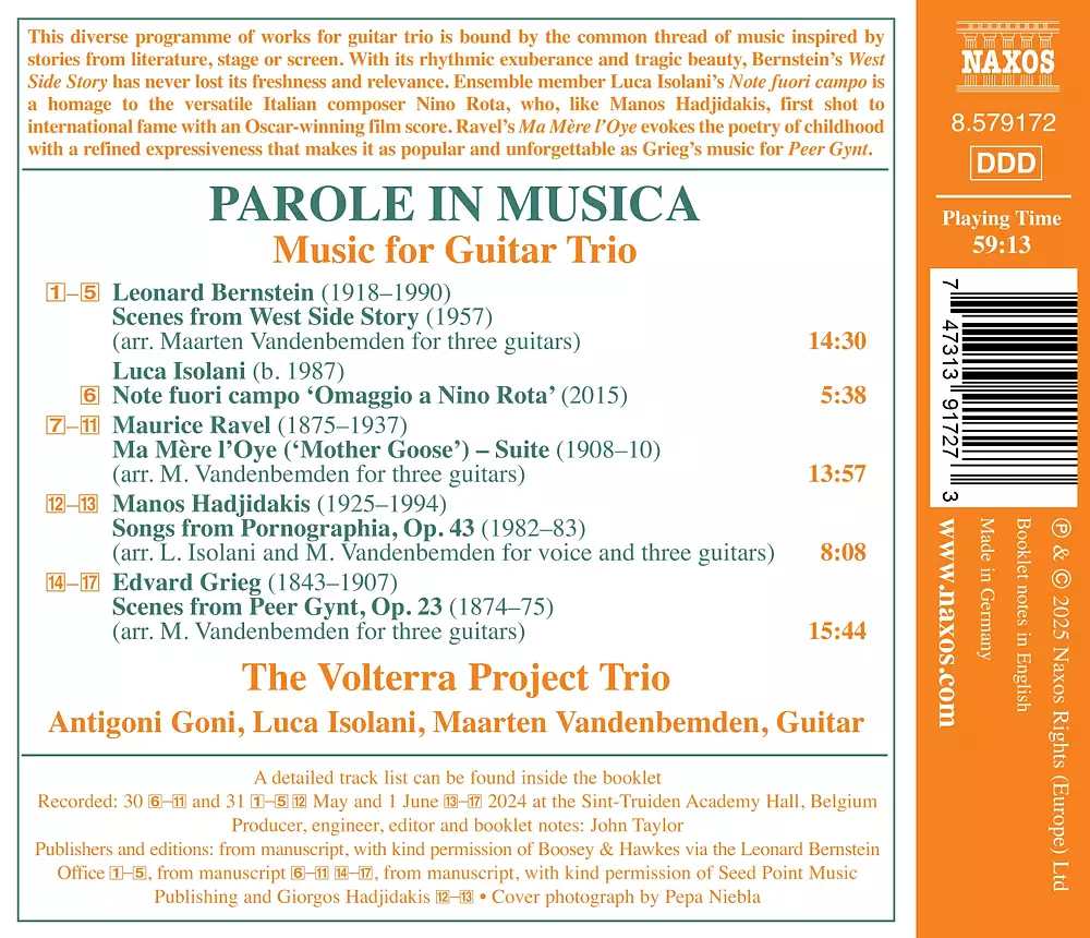 Parole in Musica: Music for Guitar Trio