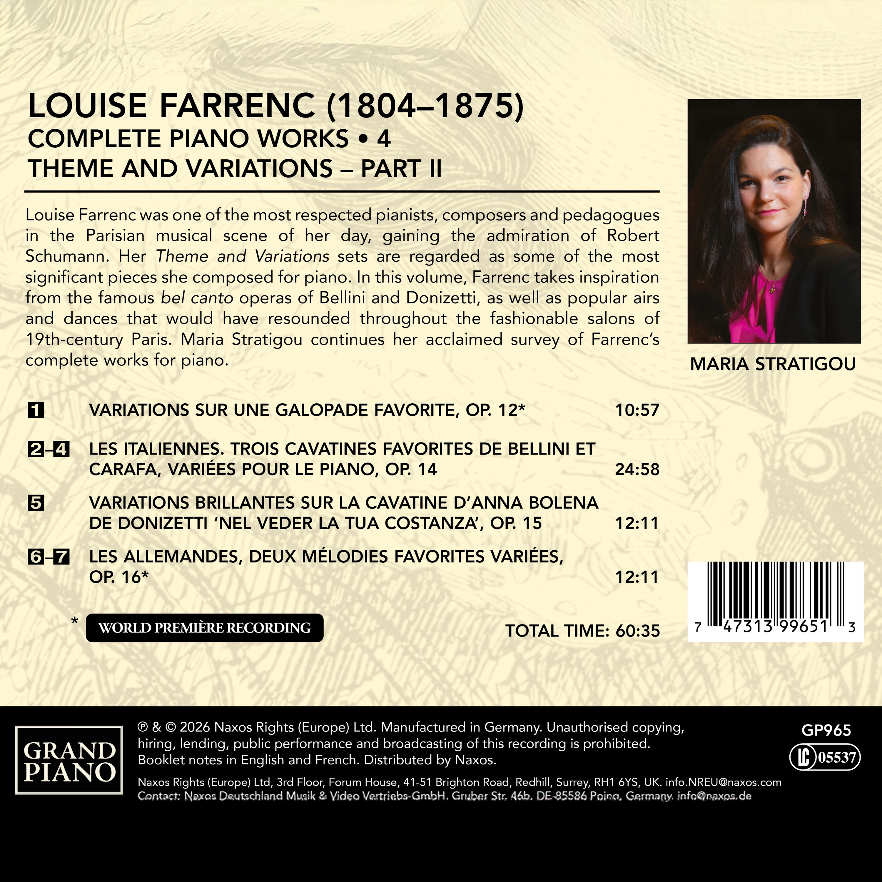 Farrenc: Complete Piano Works, Vol. 4 - Theme & Variations, Pt. 2