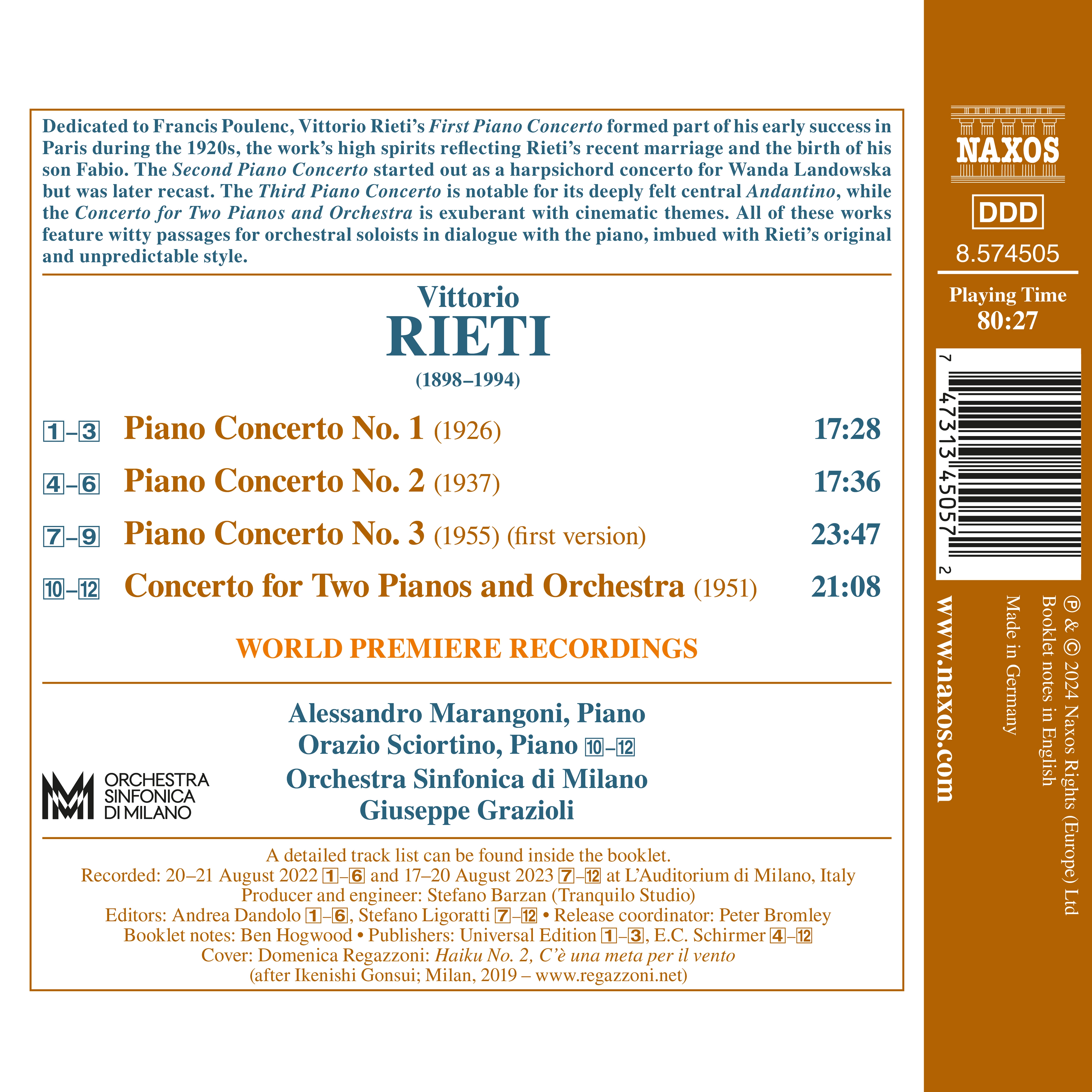 Rieti: Piano Concertos