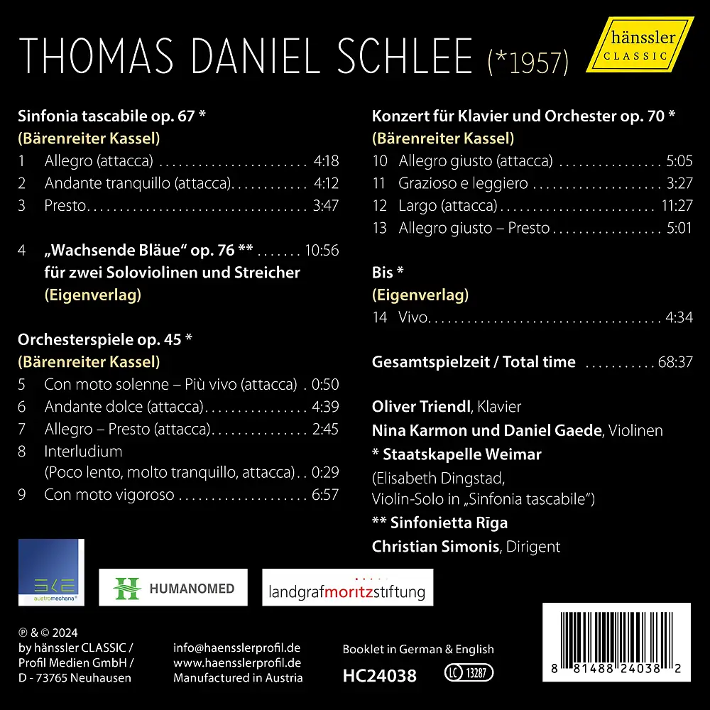 Thomas Daniel Schlee - Orchesterwerke
