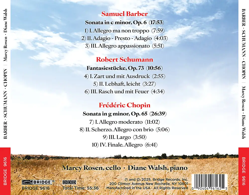 Barber, Schumann & Chopin: Music for Cello and Piano