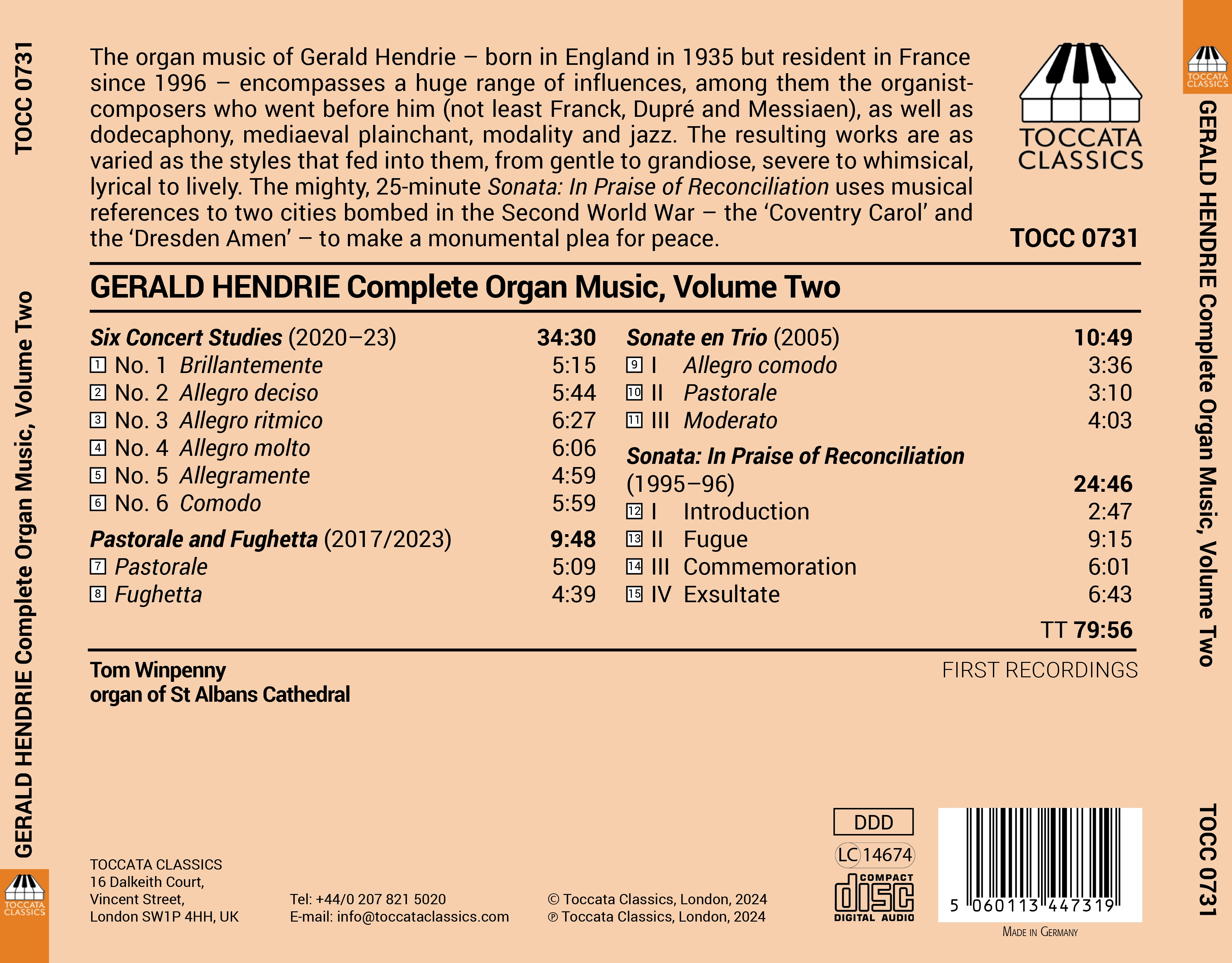 Gerald Hendrie: Complete Organ Music, Vol. 2