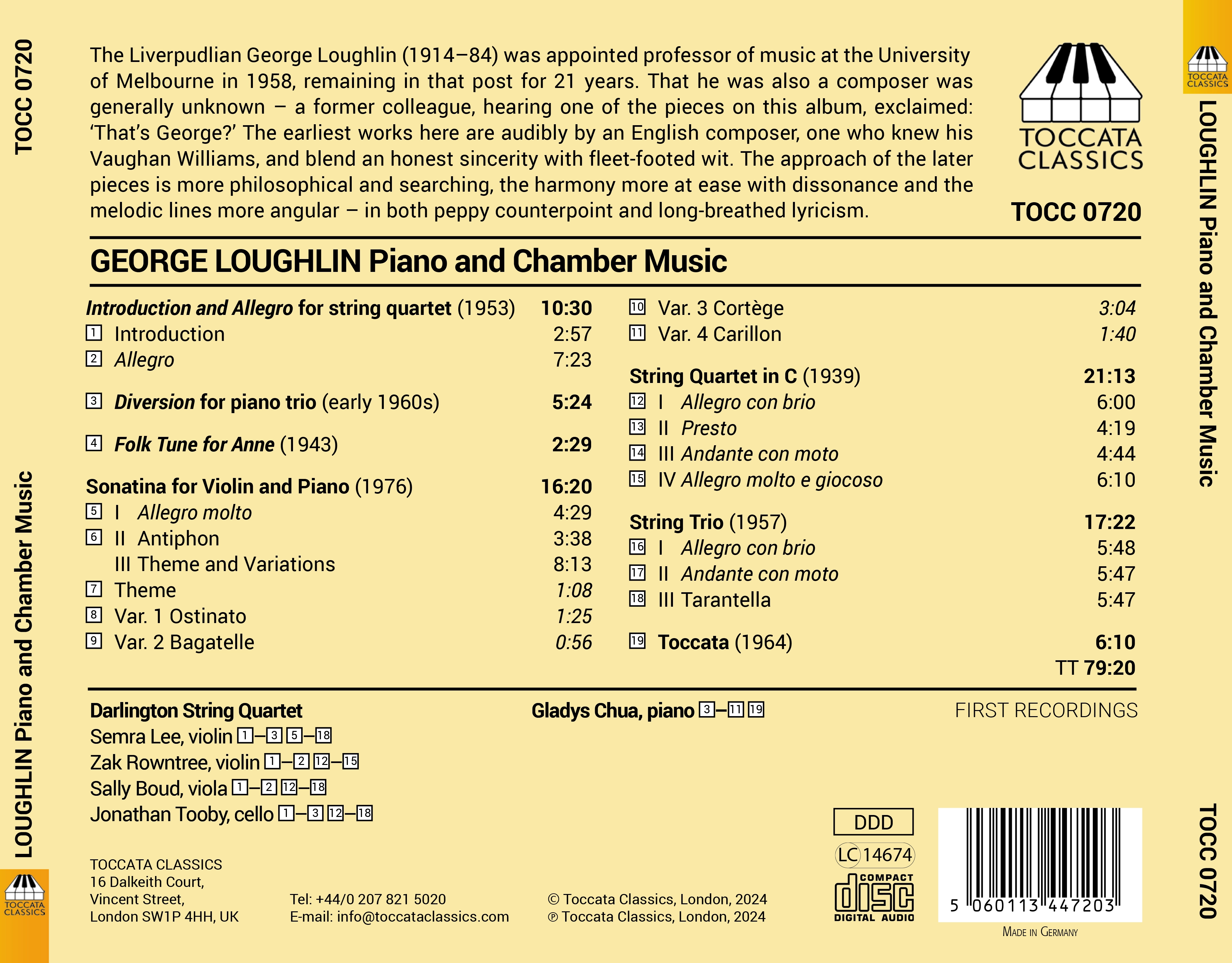 George Loughlin: Piano and Chamber Music