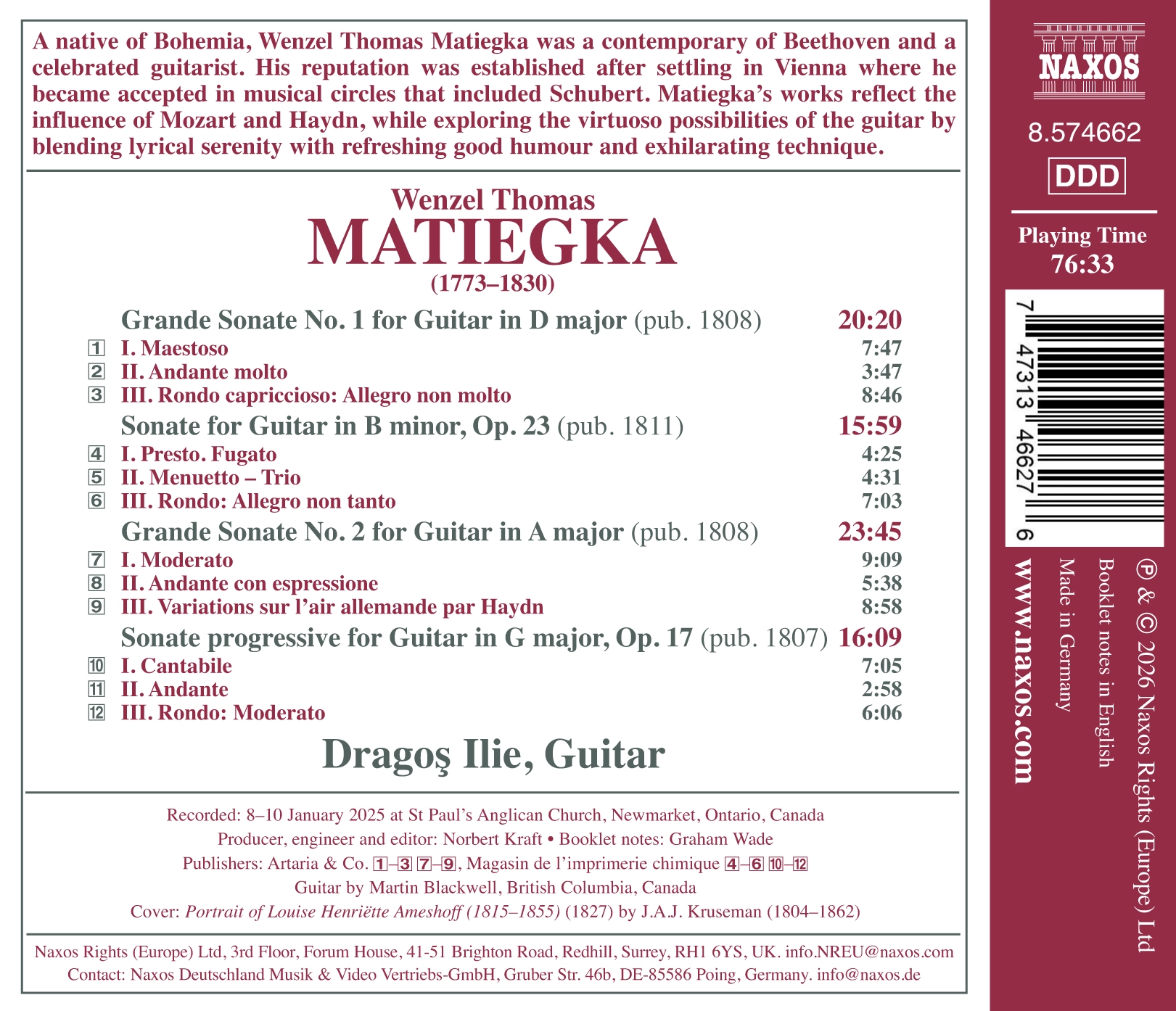 Matiegka: Complete Guitar Sonatas, Vol. 1