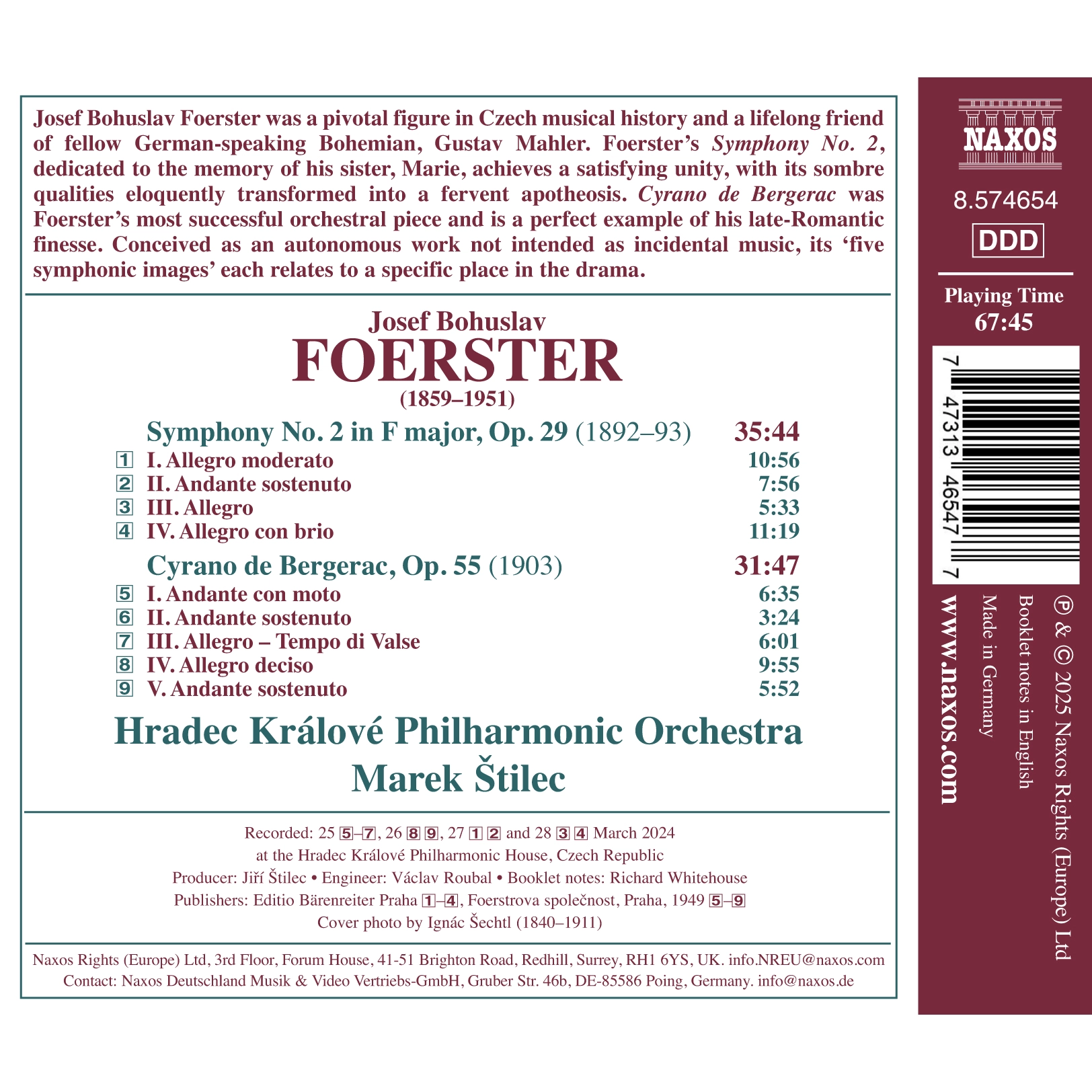 Foerster: Symphony No. 2 in F Major, Op. 29 & Cyrano de Bergerac, Op. 55