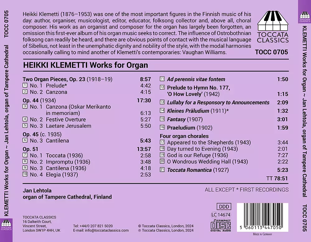Heikki Klemetti: Works for Organ