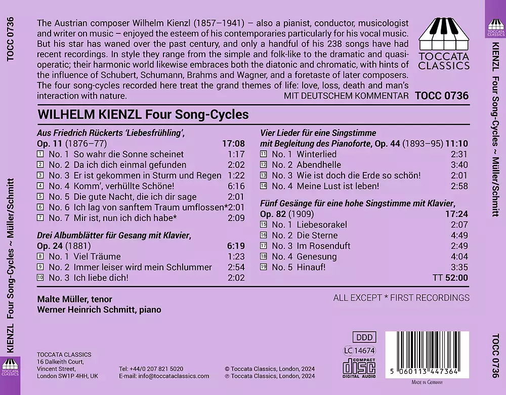 Wilhelm Kienzl: Four Song-Cycles