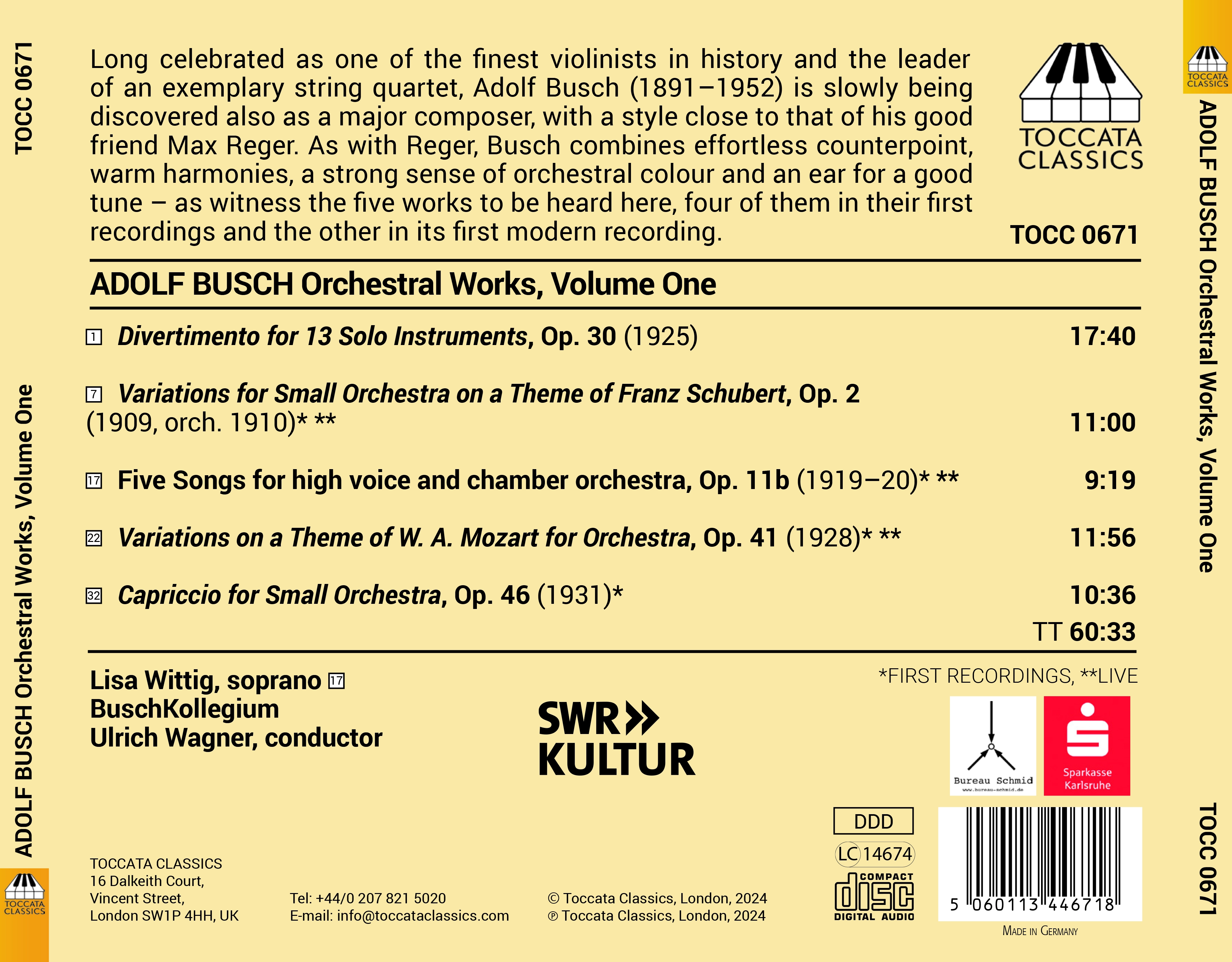 Adolf Busch: Orchestral Works, Vol. 1