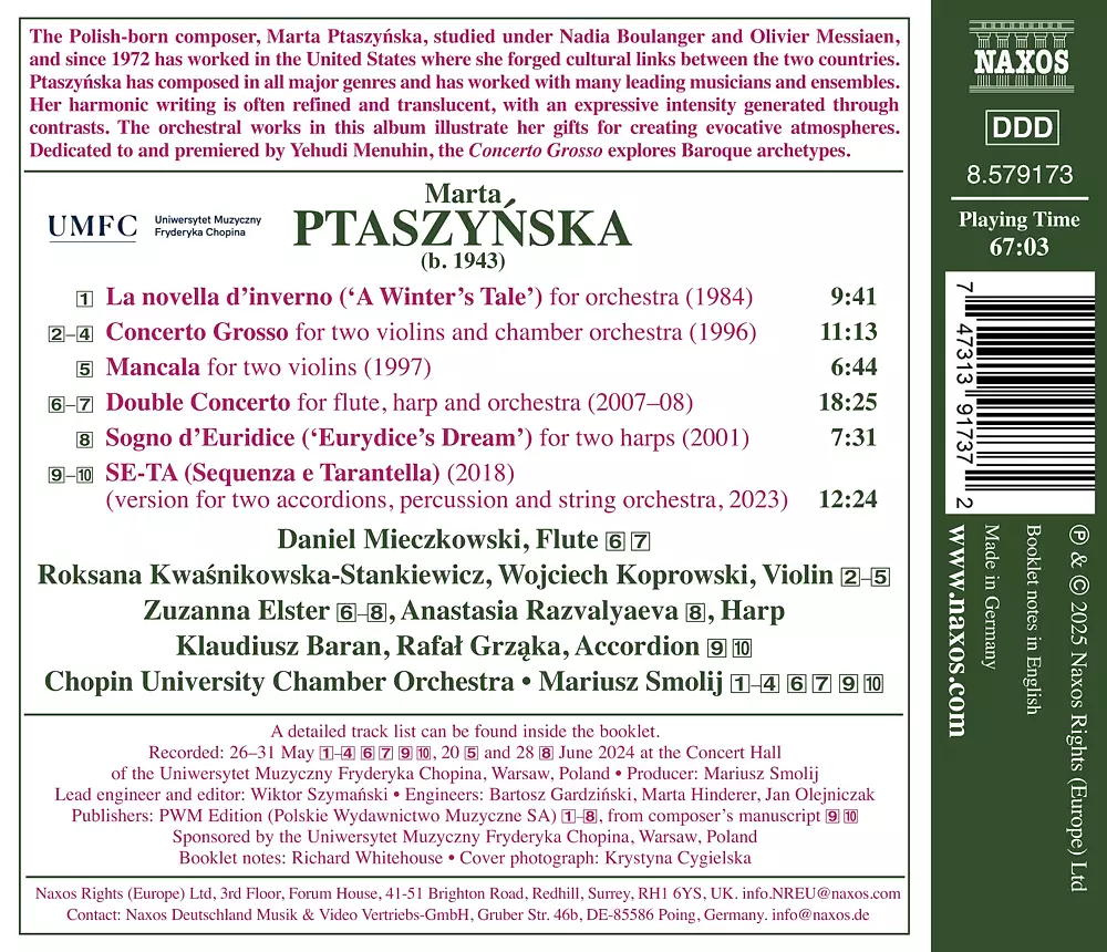 Ptaszuńska: Double Concerto, Concerto Grosso, SE-TA & Other Works