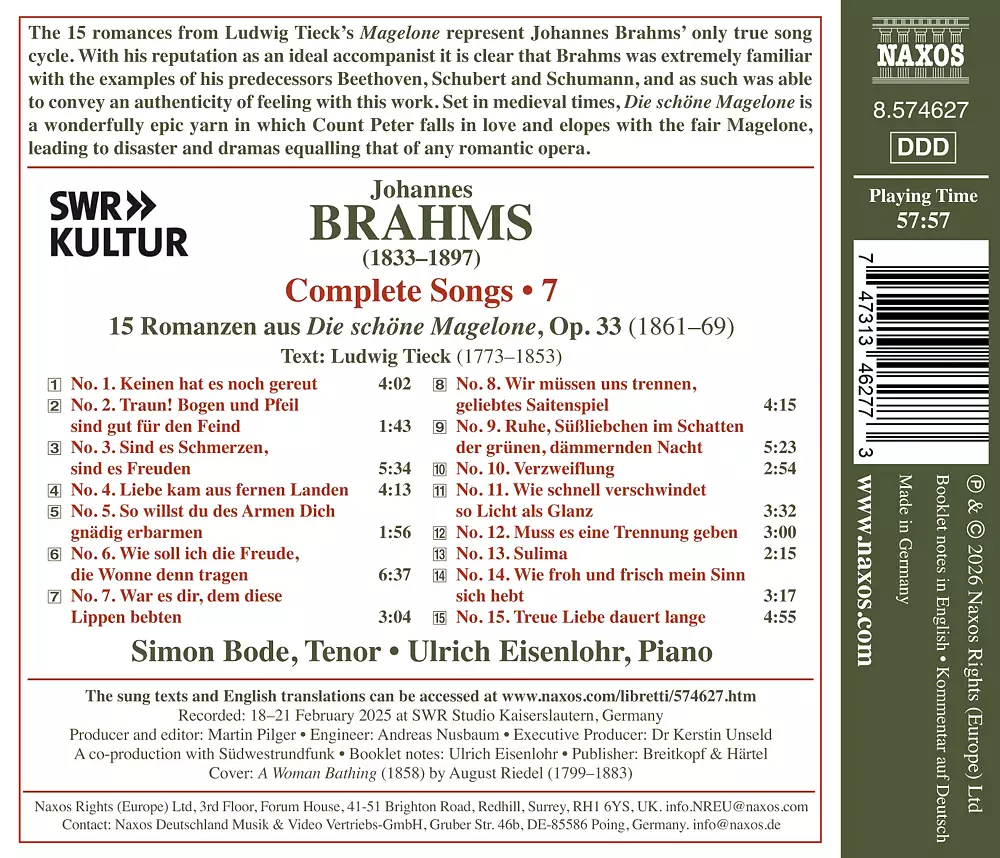 Brahms: Complete Songs, Vol. 7