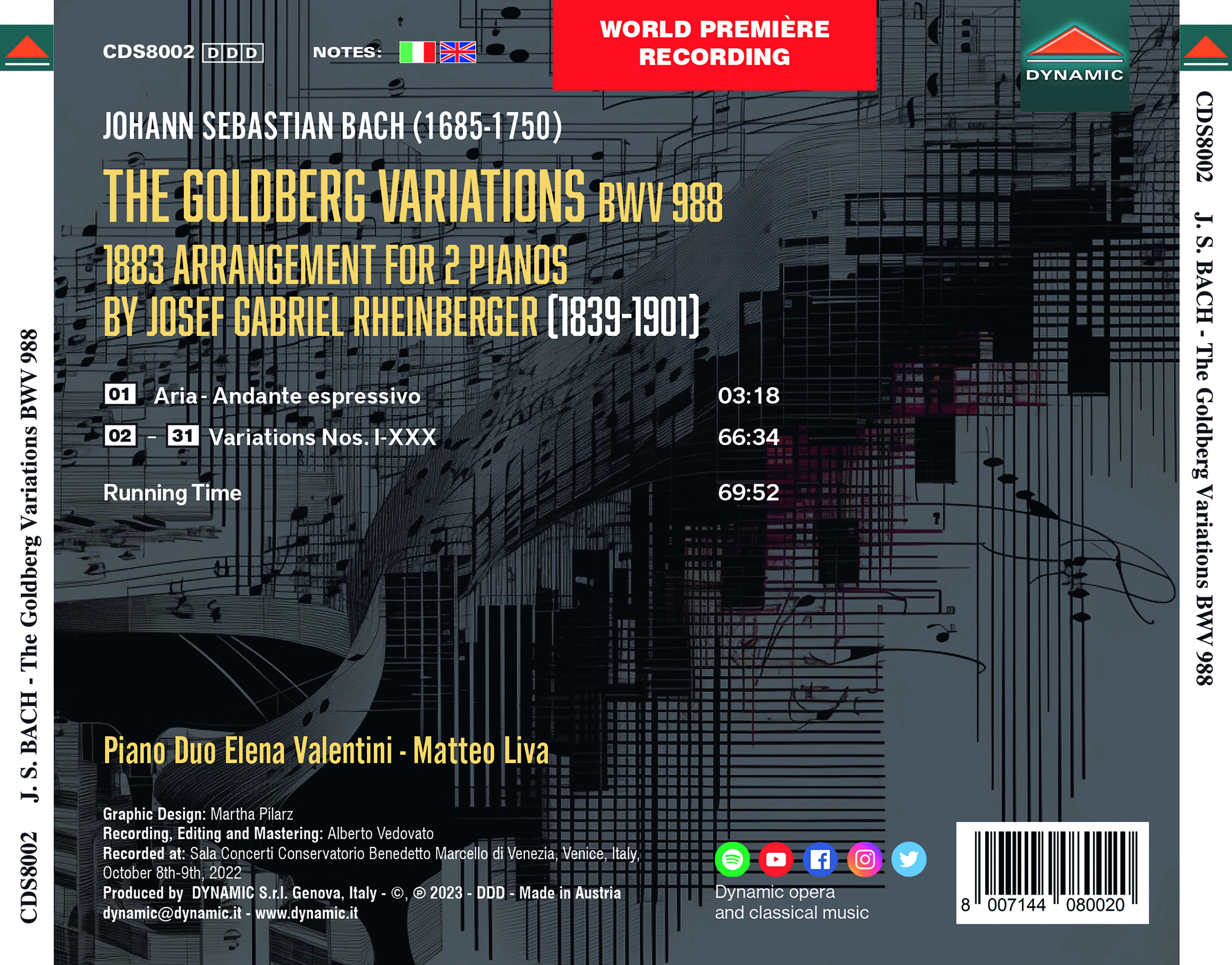 Bach-Rheinberger The Goldberg Variations 1883 arranged for two pianos