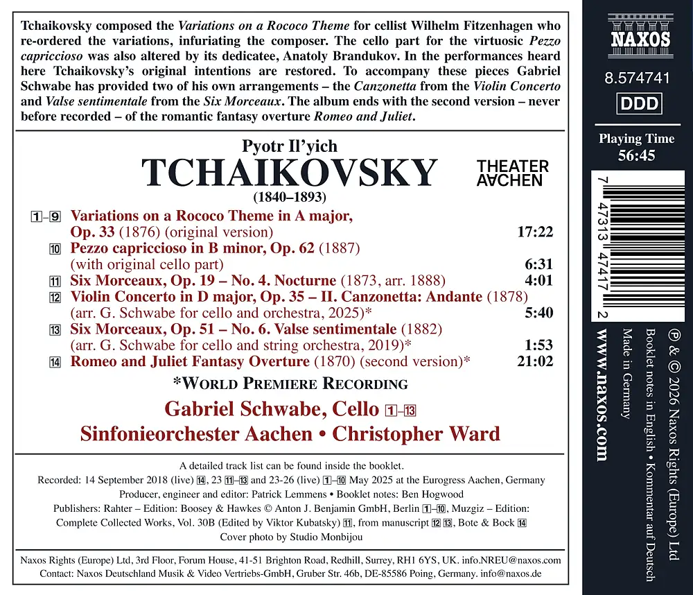 Tchaikovsky: Variations on a Rococo Theme, Op. 33, TH 57 & Works for Cello & Orchestra