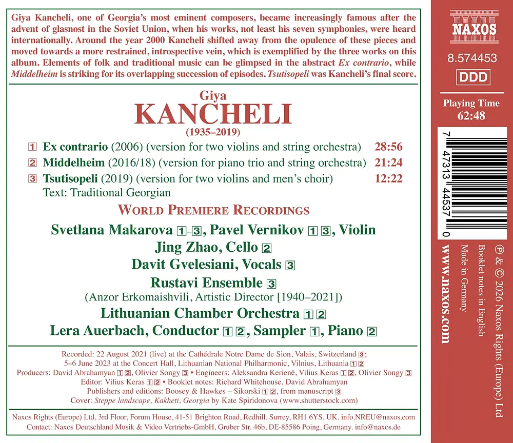 Kancheli: Ex contrario, Middelheim & Tsutisopeli