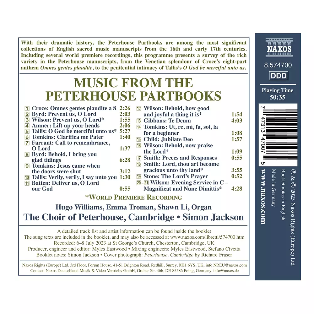 Music from the Peterhouse Partbooks